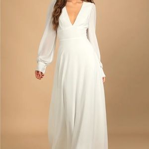 Lulus White Long Sleeve Maxi Dress
